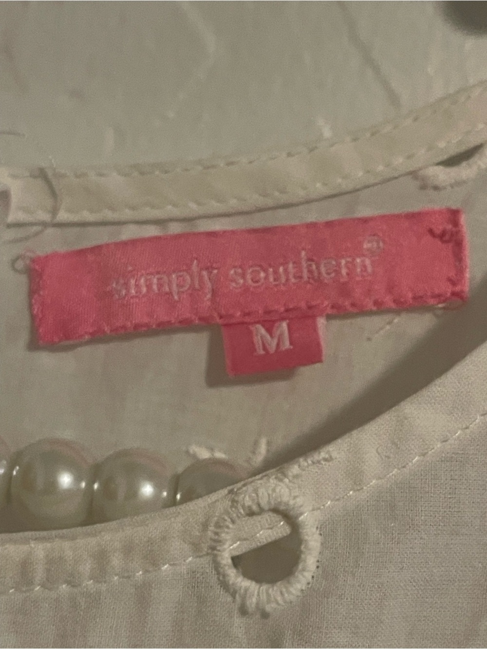 simply southern White Eyelet Pineapple Dress Size M - Picture 3 of 5
